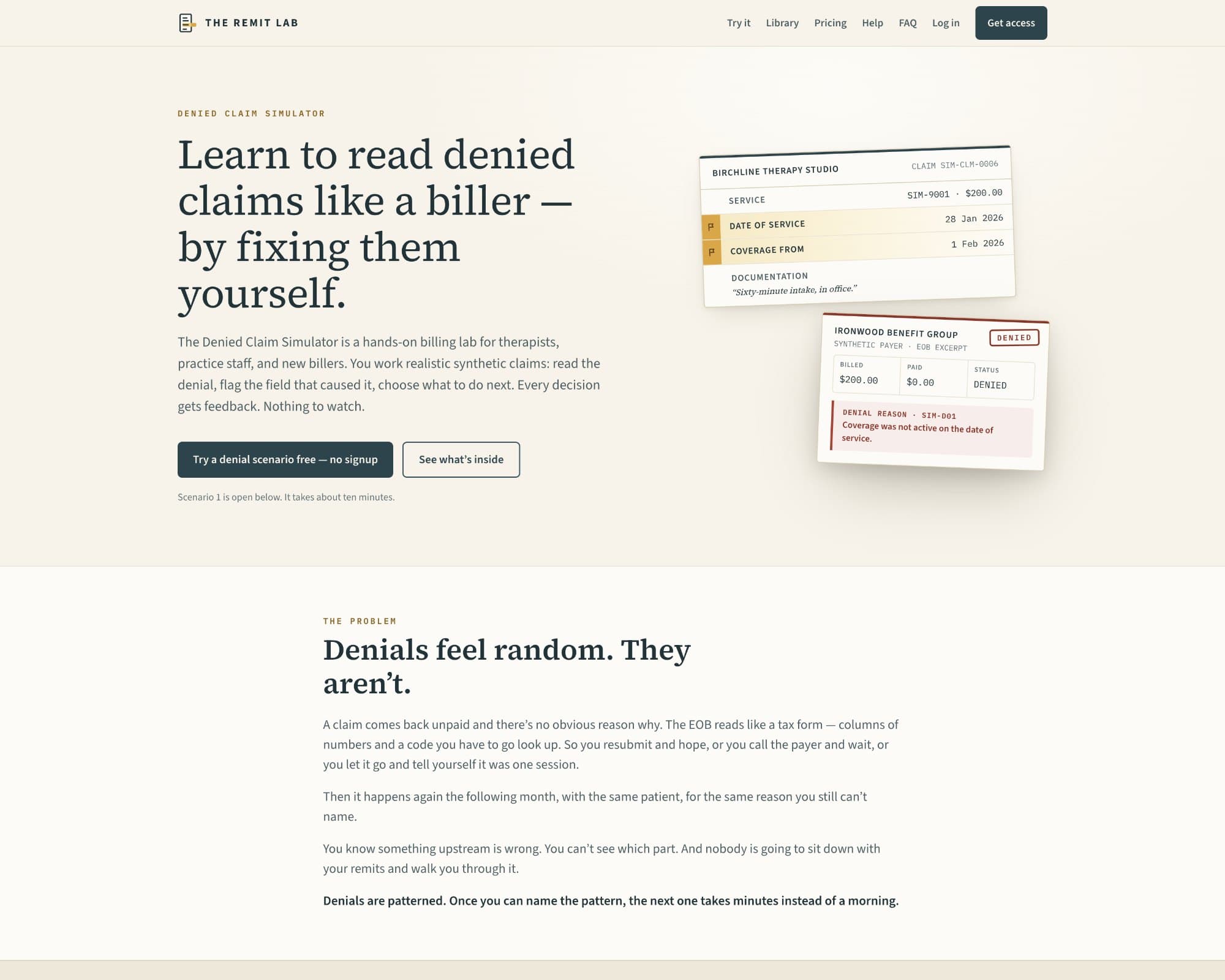 The Remit Lab: claims training interface